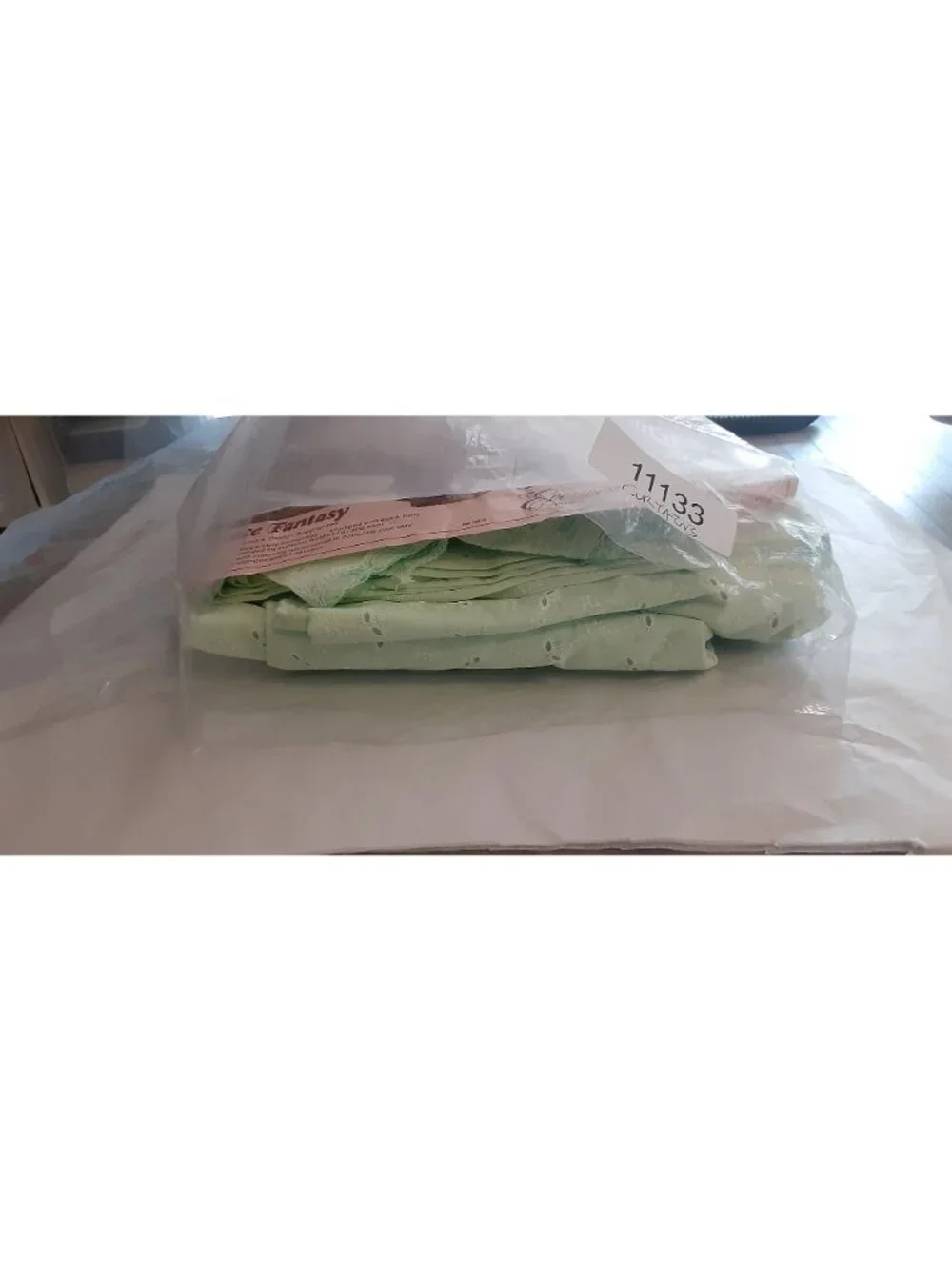 Lace Fantasy 84 in Priscilla Curtain Vintage Eyelet Green Polyester Open Pack